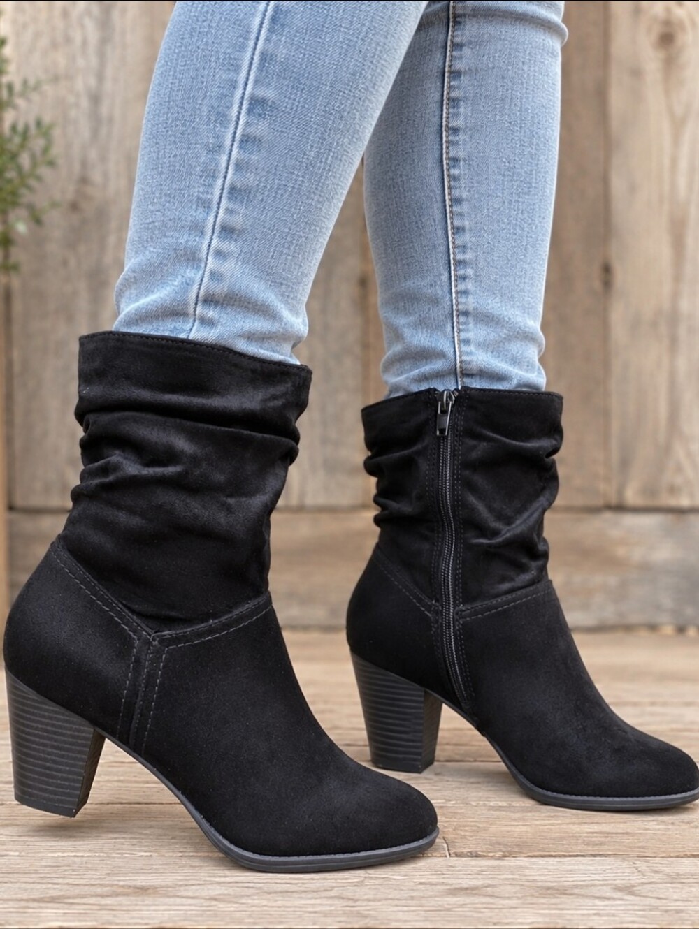 Report NEW Isabella Y2K Boho Revival Black Slouchy Block Heel Ankle Boots 10M